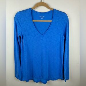Lilly Pulitzer Long Sleeve Etta Top in Bennet Blue Pima Cotton Size XS